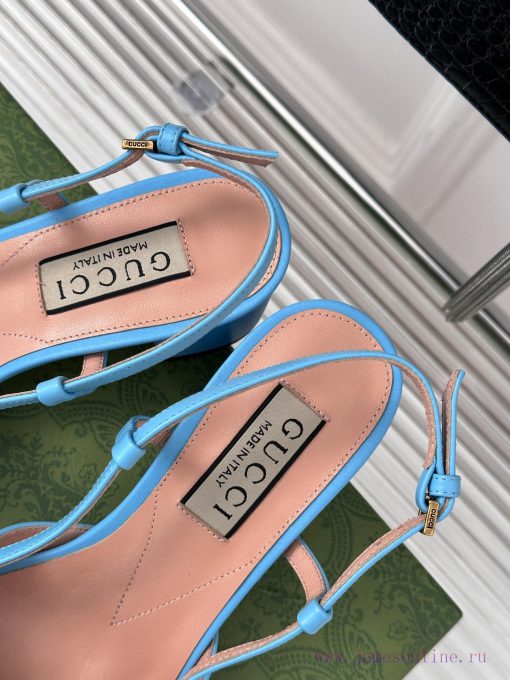 Gucci24S Spring/Summer New ProductHorse collar buckle thick heel sandalsThe fabric is made o70caq025 - Image 9