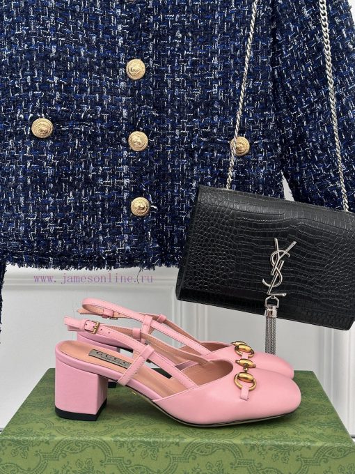Gucci24S Spring/Summer New ProductHorse collar buckle thick heel sandalsThe fabric is made oqujty2x0 - Image 2