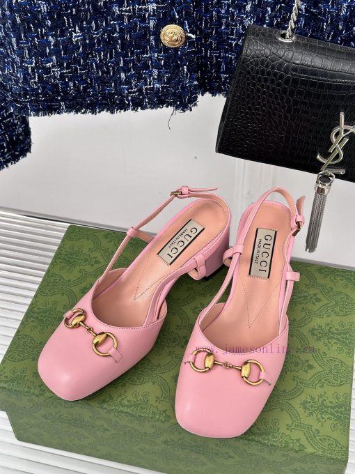 Gucci24S Spring/Summer New ProductHorse collar buckle thick heel sandalsThe fabric is made oqujty2x0 - Image 3