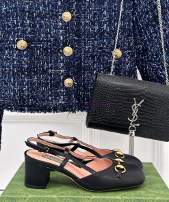 Gucci24S Spring/Summer New ProductHorse collar buckle thick heel sandalsThe fabric is made oohi27d3i