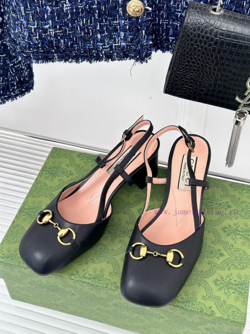 Gucci24S Spring/Summer New ProductHorse collar buckle thick heel sandalsThe fabric is made oohi27d3i - Image 3