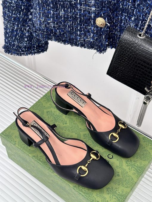 Gucci24S Spring/Summer New ProductHorse collar buckle thick heel sandalsThe fabric is made oohi27d3i - Image 4