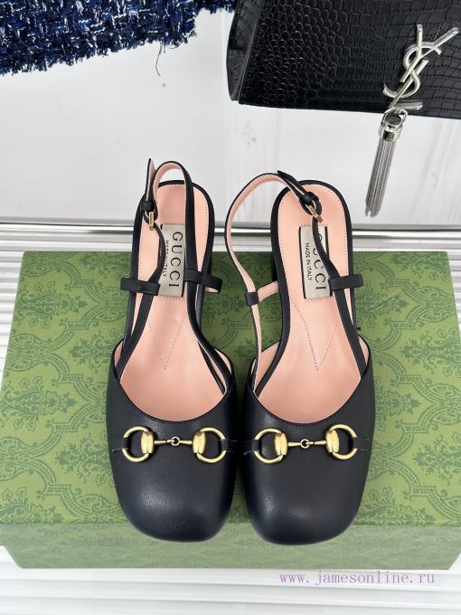 Gucci24S Spring/Summer New ProductHorse collar buckle thick heel sandalsThe fabric is made oohi27d3i - Image 5