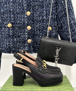 Gucci24S Spring/Summer New ProductHorse collar buckle thick heel sandalsThe fabric is made on7ro7sop