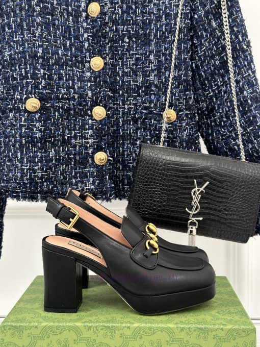 Gucci24S Spring/Summer New ProductHorse collar buckle thick heel sandalsThe fabric is made on7ro7sop