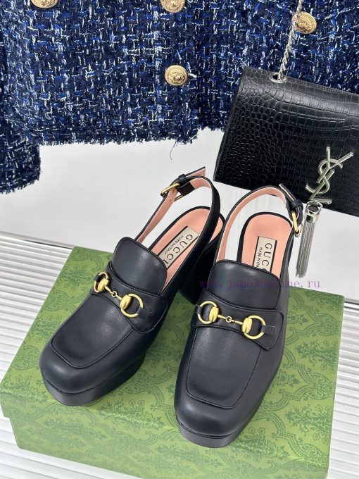 Gucci24S Spring/Summer New ProductHorse collar buckle thick heel sandalsThe fabric is made on7ro7sop - Image 3