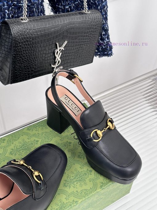 Gucci24S Spring/Summer New ProductHorse collar buckle thick heel sandalsThe fabric is made on7ro7sop - Image 6