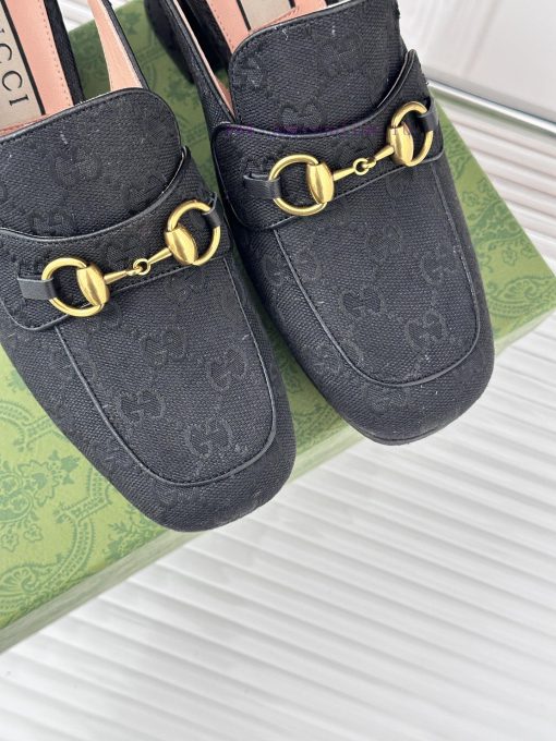 Gucci24S Spring/Summer New ProductHorse collar buckle thick heel sandalsThe fabric is made oa0d0hp2g - Image 8