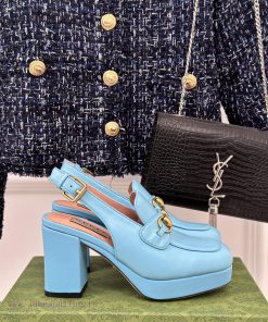 Gucci24S Spring/Summer New ProductHorse collar buckle thick heel sandalsThe fabric is made o7eg2q9ix