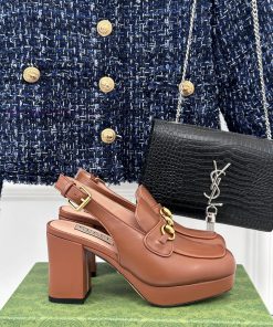 Gucci24S Spring/Summer New ProductHorse collar buckle thick heel sandalsThe fabric is made o96r2k654