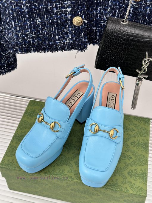 Gucci24S Spring/Summer New ProductHorse collar buckle thick heel sandalsThe fabric is made o7eg2q9ix - Image 3