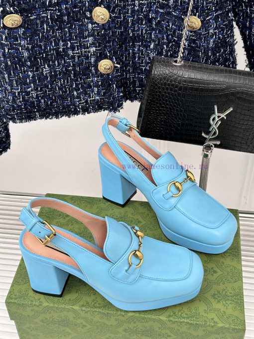 Gucci24S Spring/Summer New ProductHorse collar buckle thick heel sandalsThe fabric is made o7eg2q9ix - Image 4