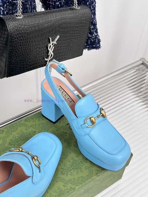 Gucci24S Spring/Summer New ProductHorse collar buckle thick heel sandalsThe fabric is made o7eg2q9ix - Image 6