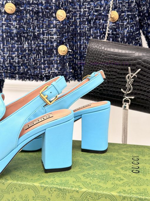 Gucci24S Spring/Summer New ProductHorse collar buckle thick heel sandalsThe fabric is made o7eg2q9ix - Image 7