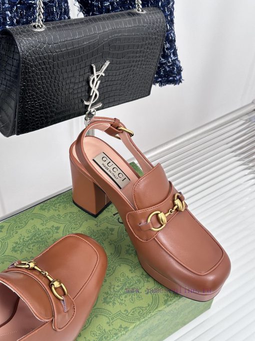 Gucci24S Spring/Summer New ProductHorse collar buckle thick heel sandalsThe fabric is made o96r2k654 - Image 6