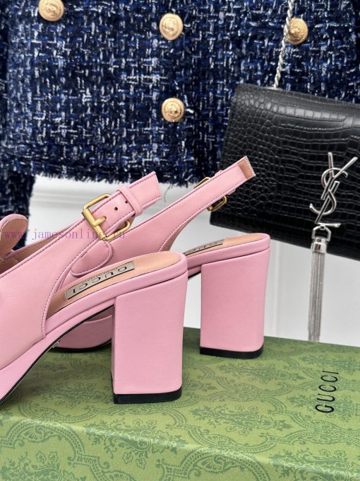 Gucci24S Spring/Summer New ProductHorse collar buckle thick heel sandalsThe fabric is made ocmk5me4j - Image 7