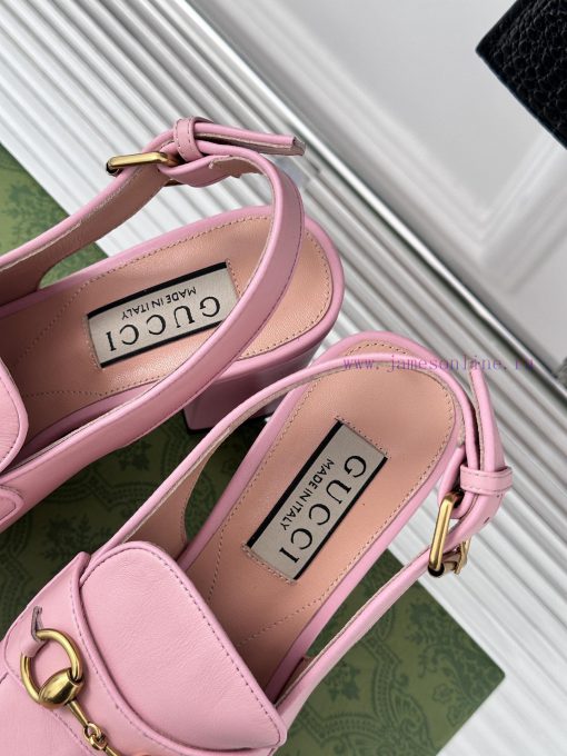 Gucci24S Spring/Summer New ProductHorse collar buckle thick heel sandalsThe fabric is made ocmk5me4j - Image 9