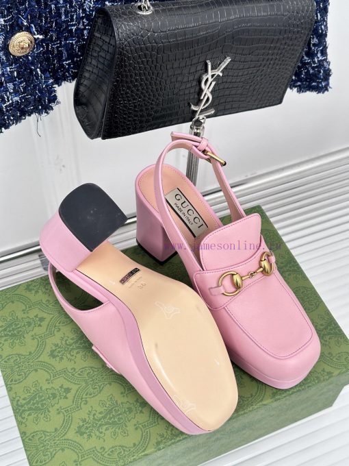 Gucci24S Spring/Summer New ProductHorse collar buckle thick heel sandalsThe fabric is made ocmk5me4j - Image 10