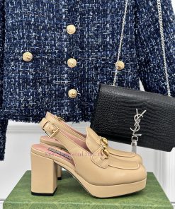 Gucci24S Spring/Summer New ProductHorse collar buckle thick heel sandalsThe fabric is made osvwbmc94