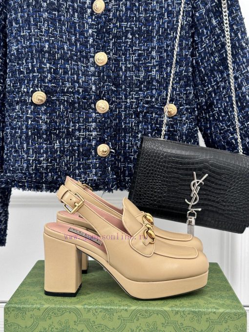 Gucci24S Spring/Summer New ProductHorse collar buckle thick heel sandalsThe fabric is made osvwbmc94