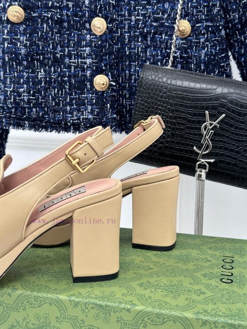 Gucci24S Spring/Summer New ProductHorse collar buckle thick heel sandalsThe fabric is made osvwbmc94 - Image 7