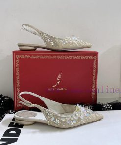 R ᴇɴᴇ C ᴀᴏᴠɪʟʟᴀ | 2023 𝐒 Heavy Industry RC Crystal Gemstone Lace Heel Shoes Wedding Shoes Seeed72isg