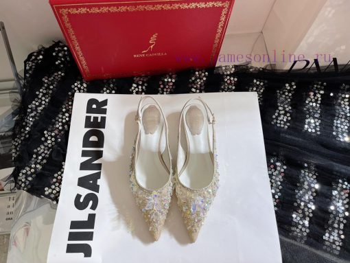 R ᴇɴᴇ C ᴀᴏᴠɪʟʟᴀ | 2023 𝐒 Heavy Industry RC Crystal Gemstone Lace Heel Shoes Wedding Shoes Seeed72isg - Image 6