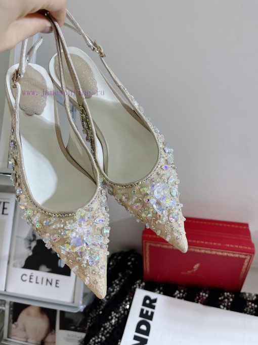 R ᴇɴᴇ C ᴀᴏᴠɪʟʟᴀ | 2023 𝐒 Heavy Industry RC Crystal Gemstone Lace Heel Shoes Wedding Shoes Seeed72isg - Image 8