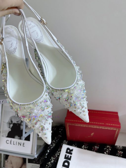 R ᴇɴᴇ C ᴀᴏᴠɪʟʟᴀ | 2023 𝐒 Heavy Industry RC Crystal Gemstone Lace Heel Shoes Wedding Shoes Sebn95lijc - Image 6