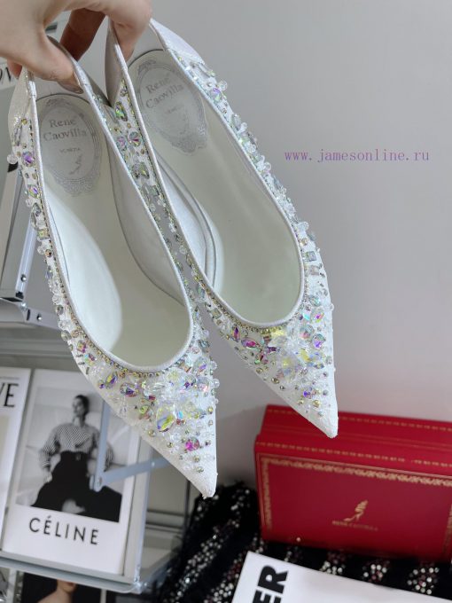 R ᴇɴᴇ C ᴀᴏᴠɪʟʟᴀ | 2023 𝐒 Heavy Industry RC Crystal Gemstone Lace Heel Shoes Wedding Shoes Se1wi0s1ow - Image 8