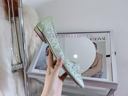 R ᴇɴᴇ C ᴀᴏᴠɪʟʟᴀ | 2023 𝐒 Heavy Industry RC Crystal Gemstone Lace Heel Shoes Wedding Shoes Seh3464zll - Image 7