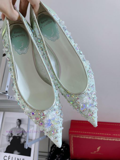 R ᴇɴᴇ C ᴀᴏᴠɪʟʟᴀ | 2023 𝐒 Heavy Industry RC Crystal Gemstone Lace Heel Shoes Wedding Shoes Seh3464zll - Image 8