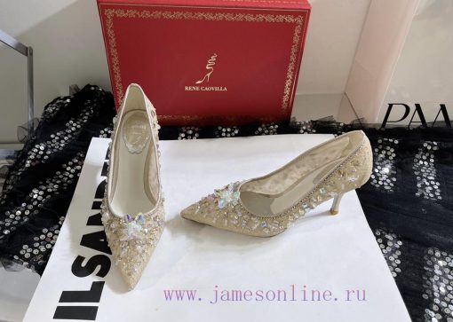 R ᴇɴᴇ C ᴀᴏᴠɪʟʟᴀ | 2023 𝐒 Heavy Industry RC Crystal Gemstone Lace Heel Shoes Wedding Shoes Se9kxiu5gk - Image 5