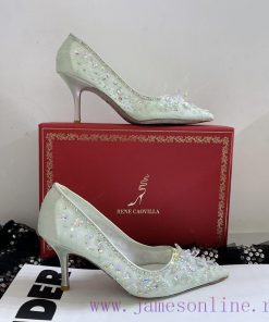 R ᴇɴᴇ C ᴀᴏᴠɪʟʟᴀ | 2023 𝐒 Heavy Industry RC Crystal Gemstone Lace Heel Shoes Wedding Shoes Sehyavkh3o