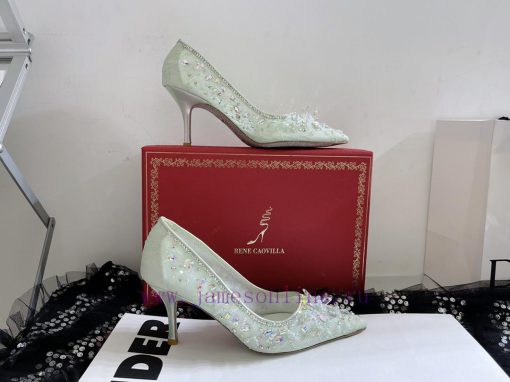 R ᴇɴᴇ C ᴀᴏᴠɪʟʟᴀ | 2023 𝐒 Heavy Industry RC Crystal Gemstone Lace Heel Shoes Wedding Shoes Sehyavkh3o - Image 2