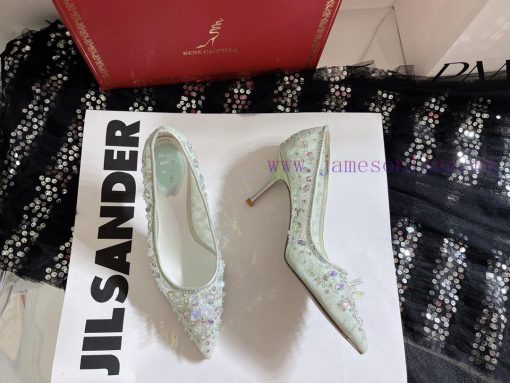 R ᴇɴᴇ C ᴀᴏᴠɪʟʟᴀ | 2023 𝐒 Heavy Industry RC Crystal Gemstone Lace Heel Shoes Wedding Shoes Sehyavkh3o - Image 3