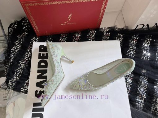 R ᴇɴᴇ C ᴀᴏᴠɪʟʟᴀ | 2023 𝐒 Heavy Industry RC Crystal Gemstone Lace Heel Shoes Wedding Shoes Sehyavkh3o - Image 5