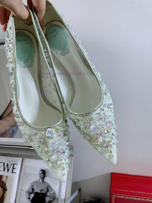 R ᴇɴᴇ C ᴀᴏᴠɪʟʟᴀ | 2023 𝐒 Heavy Industry RC Crystal Gemstone Lace Heel Shoes Wedding Shoes Sehyavkh3o - Image 8