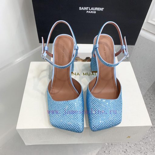 The diamond faced Amina Muaddi2024 new Charlotte series crystal embellished high heels have 9696atat - Image 2
