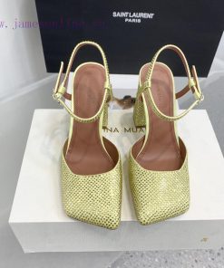 The diamond faced Amina Muaddi2024 new Charlotte series crystal embellished high heels have ta4181bb