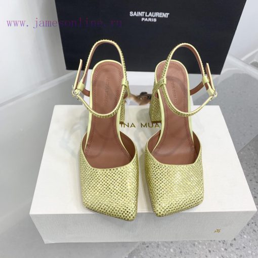 The diamond faced Amina Muaddi2024 new Charlotte series crystal embellished high heels have ta4181bb