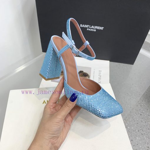 The diamond faced Amina Muaddi2024 new Charlotte series crystal embellished high heels have 9696atat - Image 6