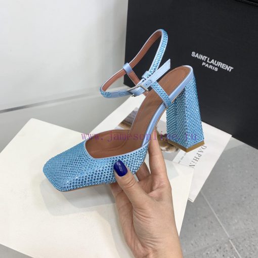 The diamond faced Amina Muaddi2024 new Charlotte series crystal embellished high heels have 9696atat - Image 7