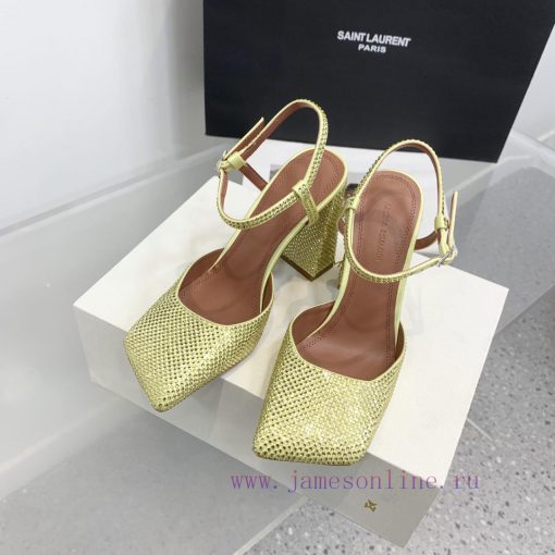 The diamond faced Amina Muaddi2024 new Charlotte series crystal embellished high heels have ta4181bb - Image 4