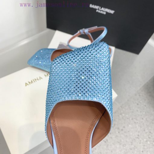 The diamond faced Amina Muaddi2024 new Charlotte series crystal embellished high heels have 9696atat - Image 8