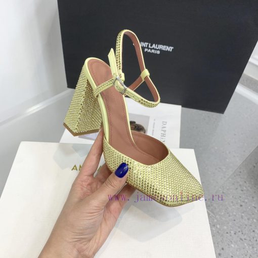 The diamond faced Amina Muaddi2024 new Charlotte series crystal embellished high heels have ta4181bb - Image 6