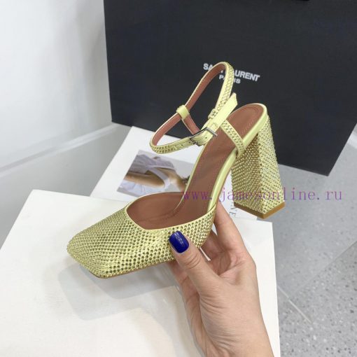 The diamond faced Amina Muaddi2024 new Charlotte series crystal embellished high heels have ta4181bb - Image 7