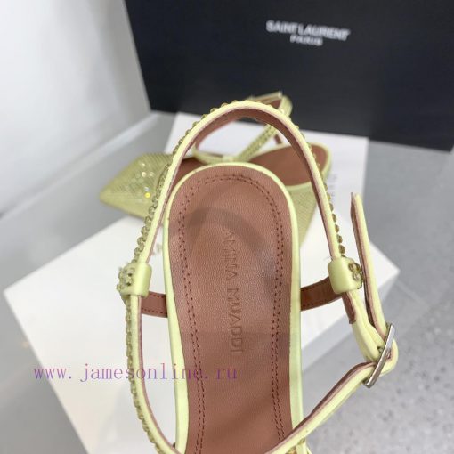 The diamond faced Amina Muaddi2024 new Charlotte series crystal embellished high heels have ta4181bb - Image 9