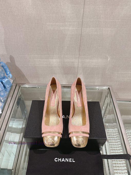 -24Ss early spring new Chanel color blocked square toe coarse matching shoesI really don't hkdjyoazw - Image 2