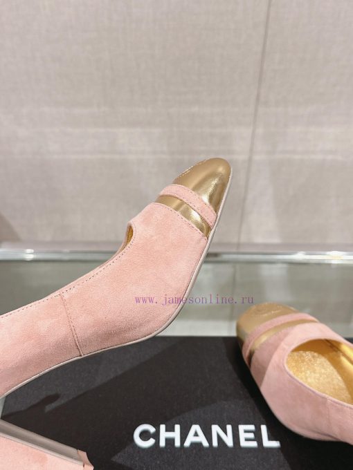 -24Ss early spring new Chanel color blocked square toe coarse matching shoesI really don't hkdjyoazw - Image 7